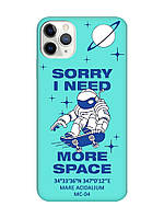 Матовый чехол с бирюзовыми боками на iPhone 11 Pro Max (6.5) :: Космонавт на скейте (принт 248)