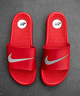 Шльопки літні масажні Nike Red новинка Шльопанці стильні чоловічі червоні Найк Чоловічі шльопанці Nike 40-44 р