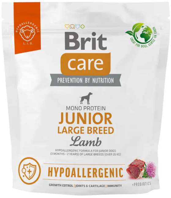 Гіпоалергенний корм для молодих собак великих порід Brit Care Dog Hypoallergenic Junior Large Breed 1 кг, фото 1