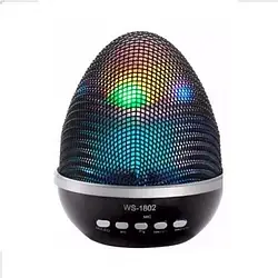 Акумуляторна бездротова портативна колонка WS-1802 з функцією Bluetooth, FM радіо, зі світломузикою LS-WS1802