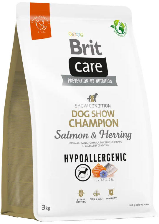 Сухий корм для виставкових собак з лососем Brit Care Dog Hypoallergenic Dog Show Champion 3 кг, фото 1