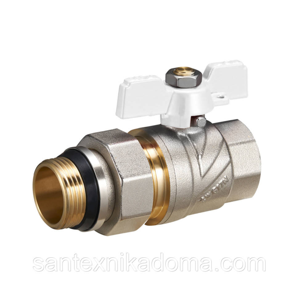 Кран кульовий FАO11 ZEGOR PN40 1/2" ВЗ з американкою біла ручка-метелик