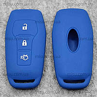 Чехол смарт ключа Ford Mondeo 3 кнопок , силикон Синий