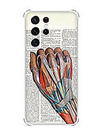 Чехол с утолщёнными углами на Samsung Galaxy S21 Ultra :: Анатомия руки (принт 298)