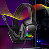 Навушники ігрові K20 з мікрофоном / Накладні навушники з RGB підсвічуванням / Геймерські навушники, фото 7
