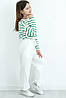 Костюм для дівчинки двонитка Туреччина штани палаццо-трансформери колір білий і біла кофта в смужку на затяжці, фото 8