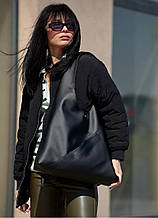 Стильна жіноча сумка хобо чорна містка з матової екошкіри (якісна штучна шкіра) + зручний гаманець
