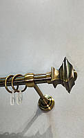 Карниз для штор металлический БОРДЖЕЗА однорядный 19мм 2.4м Античное золото