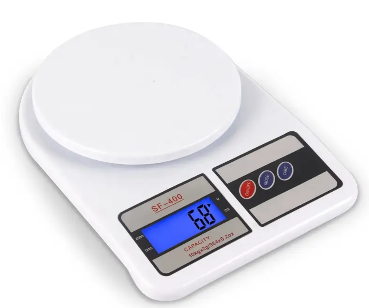 Ваги кухонні електронні до 10 кг SF-400 з підсвіткою, білі, фото 1