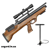 Пневматична гвинтівка PCP Hatsan FlashPup Set 30 Дж з насосом та прицілом 4x32, гвинтівка для полювання Hatsan PCP