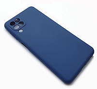 Силиконовый чехол soft touch микрофибра на Samsung M32 синий защита камеры