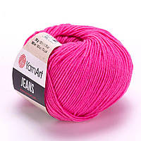 Пряжа (нитки) YarnArt Jeans колір 42 темно-рожевий