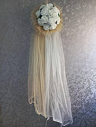 Ікебана на весільну машину золото. Прикраси на весільний автомобіль