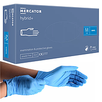 Виниловые перчатки Mercator Medical Hybrid, М (7-8), голубые, 100 шт