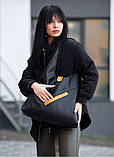 Містка стильна жіноча сумка хобо чорна, матова екошкіра (якісна штучна шкіра) + зручний гаманець, фото 10