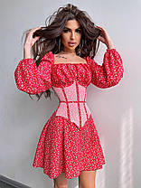 Неймовірний жіночий комплект квіткова міні сукня та прозорий корсет софт Smb8175, фото 5