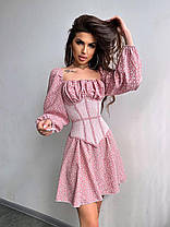 Неймовірний жіночий комплект квіткова міні сукня та прозорий корсет софт Smb8175, фото 3