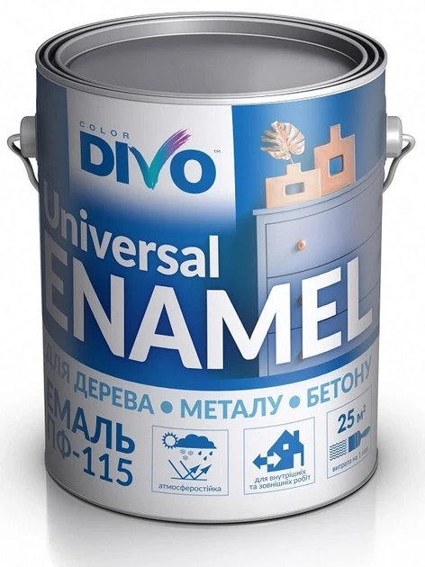 Емаль ПФ-115 Divo Universal Enamel Біла, 0.9 кг