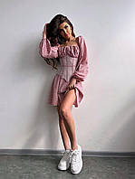 Модный женский комплект цветочное мини платье и прозрачный корсет софт Smb8176