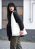 Стильна жіноча сумка хобо містка біла з матової екошкіри (якісна штучна шкіра) + зручний гаманець, фото 4