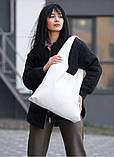Стильна жіноча сумка хобо містка біла з матової екошкіри (якісна штучна шкіра) + зручний гаманець, фото 3