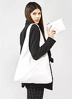 Модная белая женская сумка хобо вместительная из матовой эко-кожи + удобный кошелёк