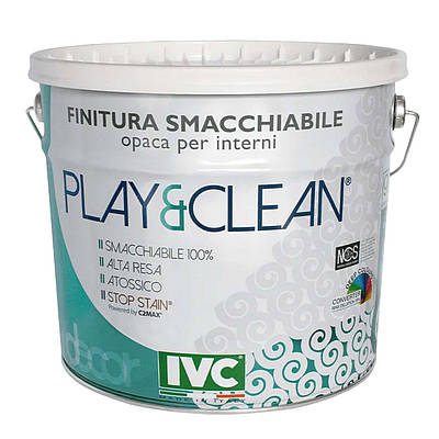 Миюча біла фарба для стін PLAY & CLEAN, BIANCO (10л). IVC