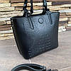 Якісна жіноча сумка-стиль-шкіра шкіра рептилії, сумочка на плече крокодил чорна, фото 8