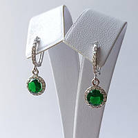 Срібні сережки Чарівність Зелені