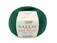 Пряжа (нитки) Gazzal Cotton Baby цвет 3467 изумруд