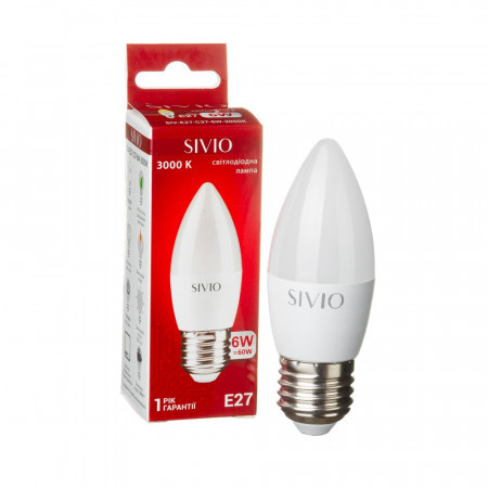 Світлодіодна лампа SIVIO LED Е27 свічка 6W 3000K 220V