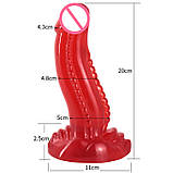 Фалоімітатор дракон FAAK дилдо товстий фаллос великі анальні пробки 17,5см (червоний), фото 2