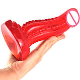 Фалоімітатор дракон FAAK дилдо товстий фаллос великі анальні пробки 17,5см (червоний), фото 4