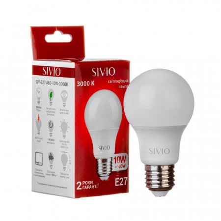 Світлодіодна лампа SIVIO LED Е27 груша 10W 3000K 220V