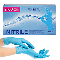 Нитриловые перчатки MediOK Ocean Blue, М (7-8), голубые, 100 шт