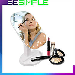 Дзеркало для макіяжу з підсвічуванням, MA-16 / Косметичне овальне дзеркало на батарейках із сенсорним керуванням