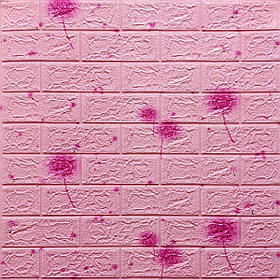 3д панелі самоклейка, самоклеючі 3D панелі для стін 700x770x5 мм під світло-рожеву цеглу, Кульбаби (022)
