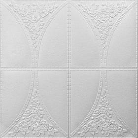 Самоклеючі 3д панелі білі для стелі та стін, м'які стельові 3D панелі самоклейка 700x700x4мм, Овал 117
