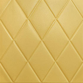 Самоклеючі панелі 3д, м'яка декоративна 3D панель самоклейка 700x700x7 мм, Бежевий ромб (168)