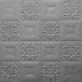 Самоклеючі 3д панелі для стелі та стін, м'які стельові 3D панелі 700x700x5 мм, Срібний візерунок (181)