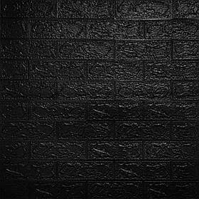3д панелі самоклейка під цеглу, самоклеючі 3D панелі на стіну 700x770x3 мм, Чорний (019-3)