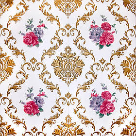 Самоклеюча 3D панель на стіну, декоративні м'які 3д панелі самоклейка 700x700x5 мм, Вензель золотий (401)