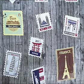 Самоклеючі 3д панелі під дерево, м'які 3D панелі самоклейка для стін 700х700х4 мм, Поштові марки (091)