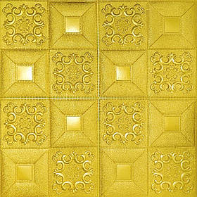 Самоклеючі 3д панелі для стін, м'які 3D панелі самоклейка 700х700х5 мм, Золотий візерунок (385)