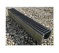 Лоток водоотводный бетонный с чугунной решеткой 1000х140х125 мм