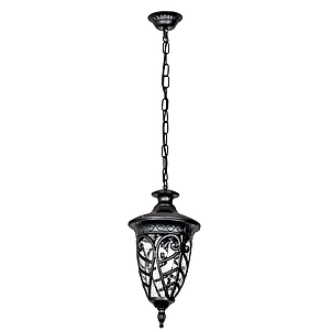 Подвесной уличный светильник на цепи черный 1 стеклянный плафон 100х18 ...