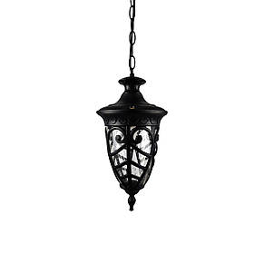 Підвісний вуличний світильник на ланцюгу чорний 1 скляний плафон 93х18 см, фото 2