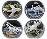 Монета Авіація Унція срібла 1 долар Тувалу 2005 Морський лунь Бойові літаки Sea Harrier, фото 8