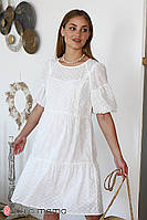 Летнее ярусное платье с рукавами-буфами для беременных и кормящих из прошвы размер S M L ХL