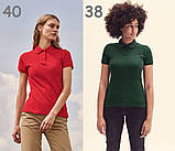 Жіноча футболка поло Fruit of the loom 65/35 polo з коміром Червоний, S, фото 6